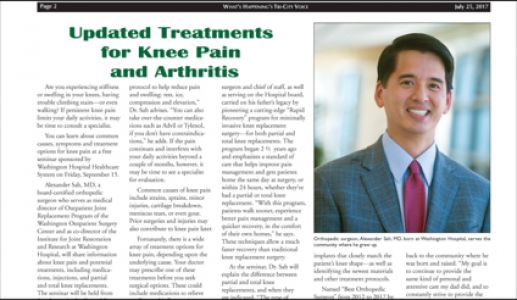 Dr. Alexander Sah Speaking on Knee Arthritis 9/15/17