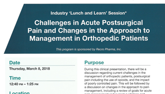 Faculty speaker on Challenges in Pain Management in Orthopedic Patients