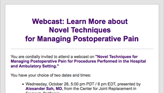 Webcast by Dr. Sah for Novel Techniques in Managing Postoperative Pain