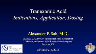 Presentation at VuMedi Conference on Tranexamic Acid