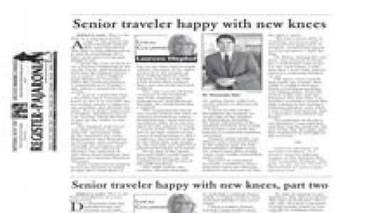 Senior traveler happy with new knees